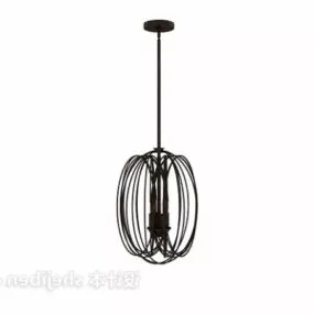 Chandelier Rattan Shade Style 3d model