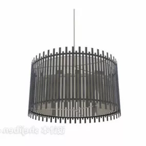 Rattan Cylinder Chandelier 3d model