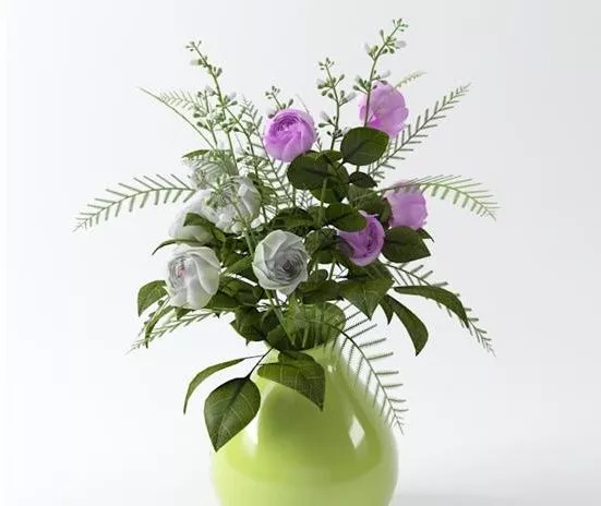 Leaf Flower Pot Wooden Base 3d model
