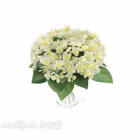 Potted Small Flower White Color 3d model