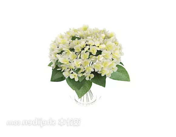 Red Flower In White Vase 3d model