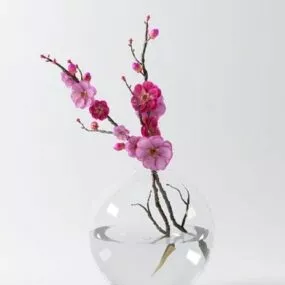 Sphere Glass Potted Purple Flower 3d model