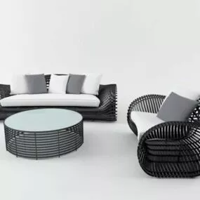 Outdoor Plastic Furniture With Table Chair 3d model