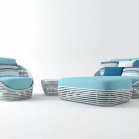 Outdoor Blue Grey Sofa Chair 3d model