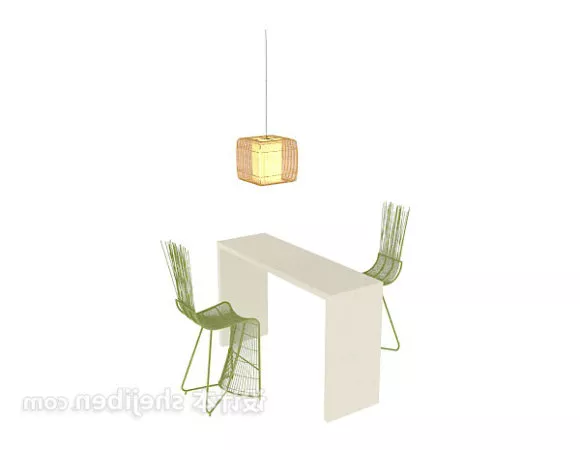 Bar Chair With Table And Ceiling Lamp 3d model Bar Chair With Table And Ceiling Lamp 3d model