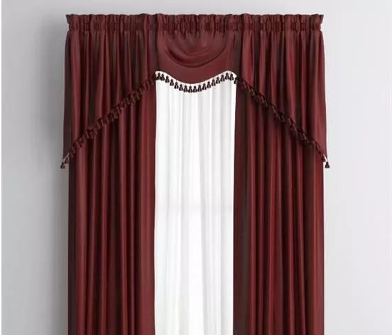 Pink Curtain With Red Pattern 3d model