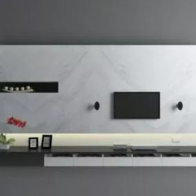 Modern Style Marble Tv Wall 3d model