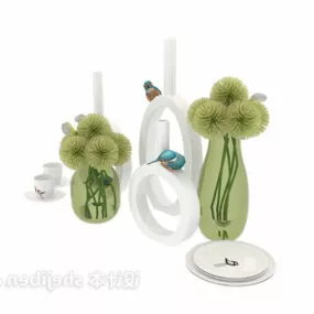 Plant Potted Vase Decoration Set 3d model