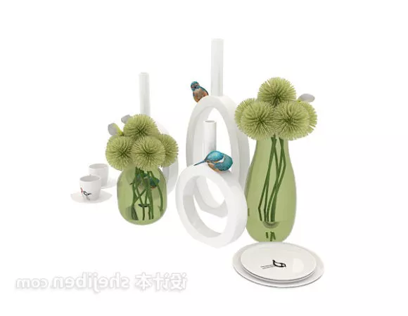 Plant Potted Vase Decoration Set 3d model Plant Potted Vase Decoration Set 3d model