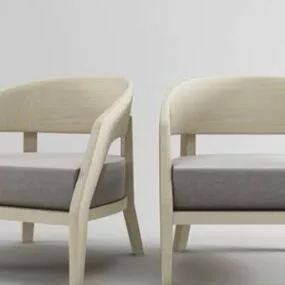 Living Room Low Wooden Chair 3d model