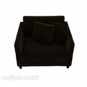 Single Sofa Dark Leather 3d model