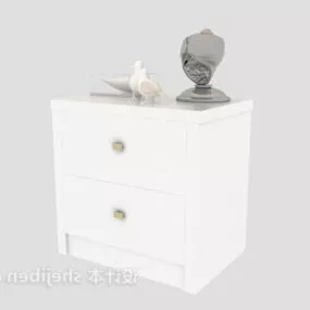 European White Bedside Table 3d model
