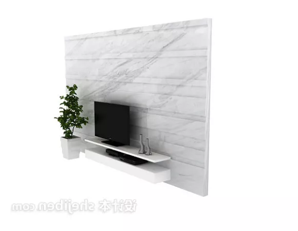 White Marble Tv Wall 3d model White Marble Tv Wall 3d model