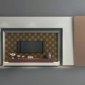 Simple Tv Wall For Living Room 3d model