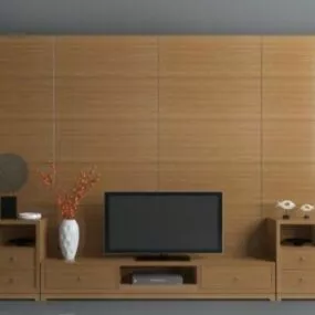 Tv Wall Simple Wooden Material 3d model