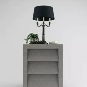 Modern Style Grey Bedside Table 3d model