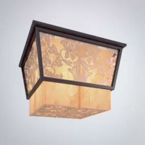 Chinese Square Carving Ceiling Lamp 3d model