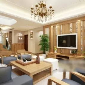 Tv Wall Decoration Living Room Interior Scene 3d model