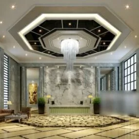 Hotel Reception Hall Interior Scene 3d model