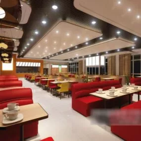 Interior Scene Night Dinning Restaurant 3d model