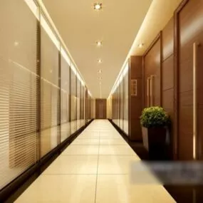 Corridor Hotel Marble Finish 3d model