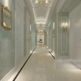 European Style Office Corridor Interior Scene 3d model