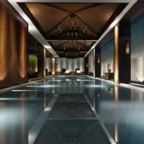 Resort Corridor Interior Scene 3d model
