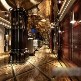 European Corridor Interior Scene 3d model