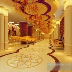 Royal Corridor Interior Scene 3d model
