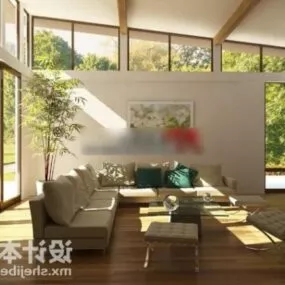 Open Space Living Room Interior 3d model