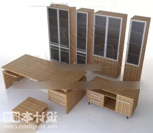 Desk Set With Cabinet 3d model Desk Set With Cabinet 3d model