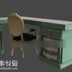 Vintage Desk With Chair 3d model