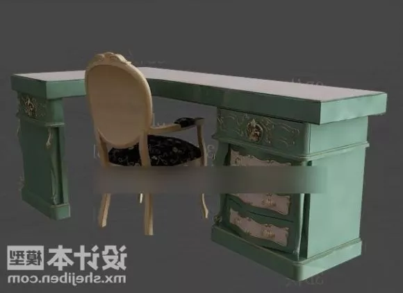 Vintage Desk With Chair 3d model Vintage Desk With Chair 3d model