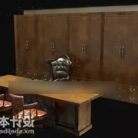 Old Wooden Desk 3d model
