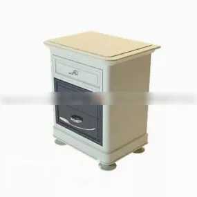 European Bedside Table White Color 3d model