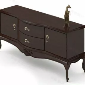 Antique Wooden Tv Cabinet 3d model