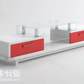 Tv Cabinet Red White Painted 3d model