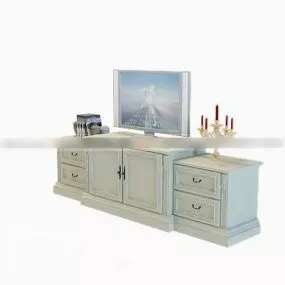 European Tv Cabinet White Painted 3d model