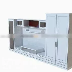 White Tv Cabinet Set 3d model
