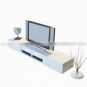 Tv Cabinet With Vase Decoration 3d model