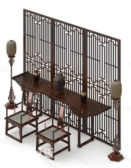 Ancient Chinese Table And Chair 3d model Ancient Chinese Table And Chair 3d model