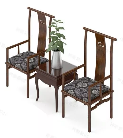 Wooden Chinese Table And Chair Set 3d model Wooden Chinese Table And Chair Set 3d model