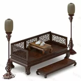 Antique Chinese Table And Chair 3d model