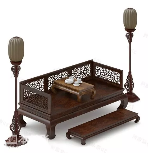 Antique Chinese Table And Chair 3d model Antique Chinese Table And Chair 3d model