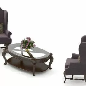 Living Room European Table And Chair 3d model