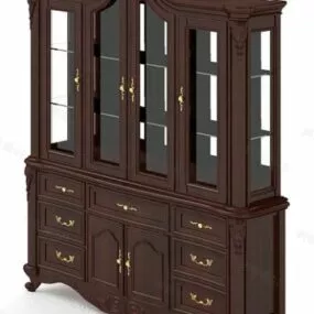 Antique Wooden Wine Cabinet 3d model