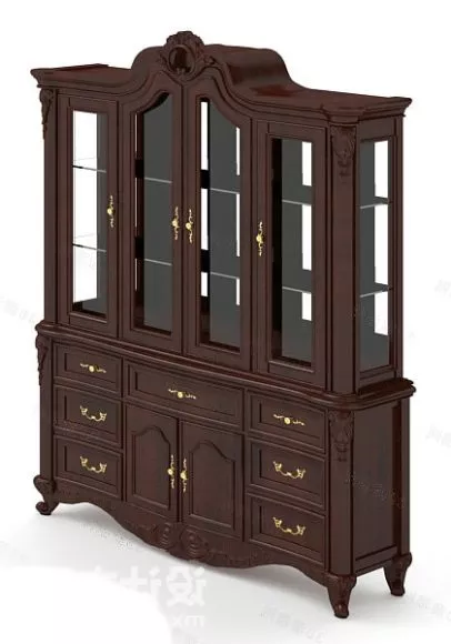 Antique Wooden Wine Cabinet 3d model Antique Wooden Wine Cabinet 3d model