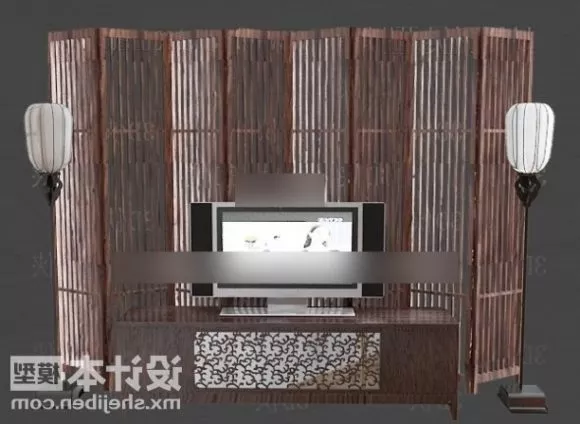 Silver Lcd Tv Flat Style With Stand 3d model