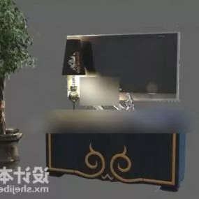 Retro Carved Tv Cabinet 3d model