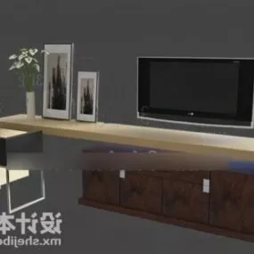 Tv Cabinet With Tableware Decorative 3d model